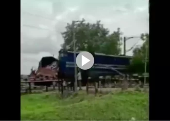 ট্রেনের সঙ্গে ট্রাকের সংঘর্ষ, দেখুন দুর্ঘটনার মুহুর্তের ভিডিও